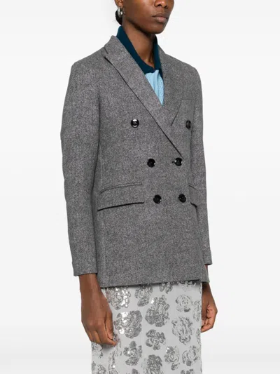Circolo 1901 Cotton Double-breasted Jacket In Gray