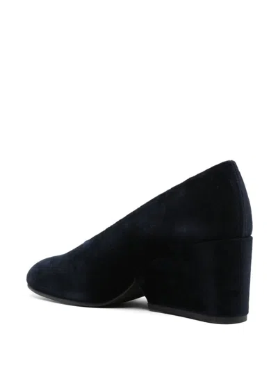 Comme Des Garçons Play Navy Blue Velvet Round-toe Pumps In Black