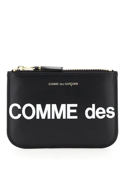 Comme Des Garçons Wallet Logo Detail Leather Pouch In Black