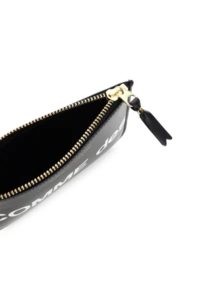 Comme Des Garçons Wallet Logo Detail Leather Pouch In Black