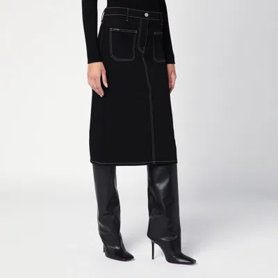 Courrèges Courregès  Black Denim Midi Skirt In Black