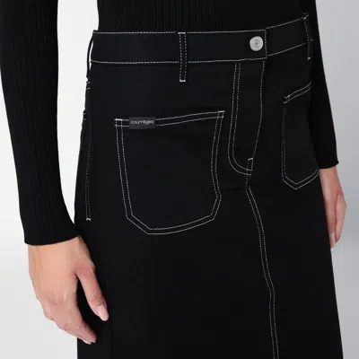 Courrèges Courregès  Black Denim Midi Skirt In Black