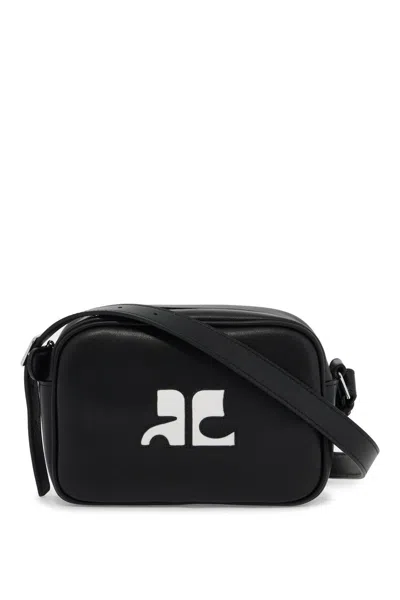Courrèges Smooth Leather Crossbody Bag With Prominent Logo In Black
