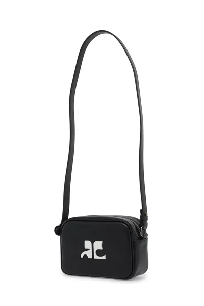 Courrèges Smooth Leather Crossbody Bag With Prominent Logo In Black