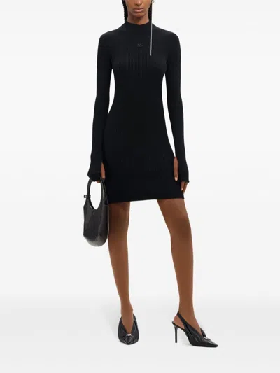 Courrèges Courreges Short Ribbed Dress In Black