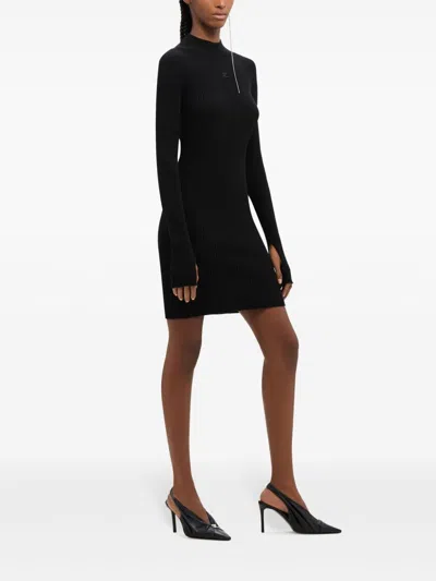 Courrèges Courreges Short Ribbed Dress In Black