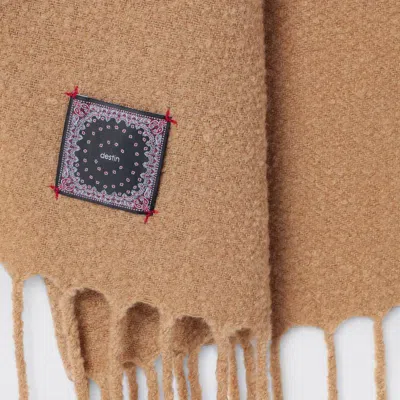 Destin Camel Wool And Cahsmere Scarf In Brown