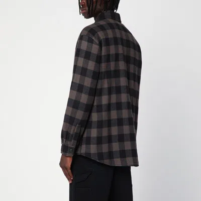 Destin Check Pattern Wool And Cashmere Overshirt In Black