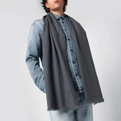 Destin Grey Wool Scarf In Blue