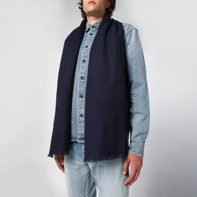 Destin Navy Blue Wool Scarf In Blue