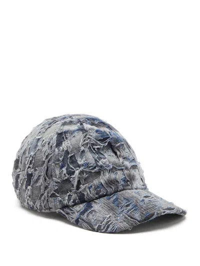 Diesel Curved Brim Distressed Baseball Cap In Gray