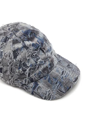 Diesel Curved Brim Distressed Baseball Cap In Gray