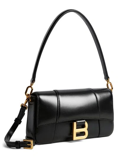 Balenciaga Small Hourglass Magnetic-closure Shoulder Bag In Black