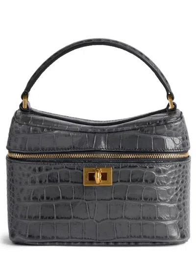 Balenciaga Rodeo Croc-embossed Leather Vanity Crossbody Bag In Gray