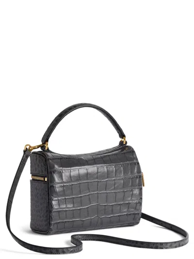 Balenciaga Rodeo Croc-embossed Leather Vanity Crossbody Bag In Gray