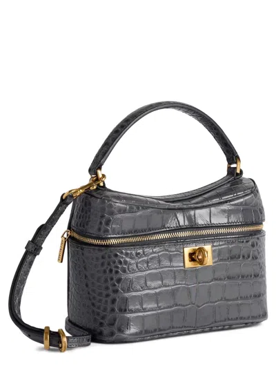 Balenciaga Rodeo Croc-embossed Leather Vanity Crossbody Bag In Gray