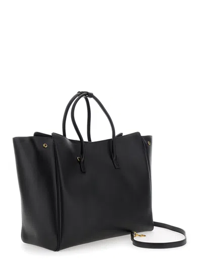 Balenciaga Women 'hampton Medium' Black Handbag With Embossed Logo On The Front And Removable Key Ri In Black