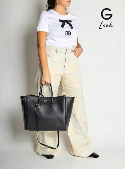 Balenciaga Women 'hampton Medium' Black Handbag With Embossed Logo On The Front And Removable Key Ri In Black