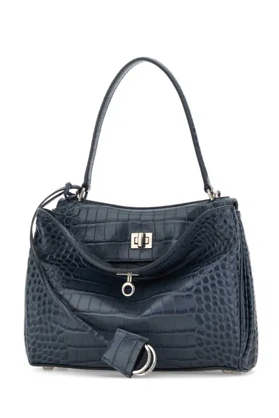 Balenciaga Women Air Force Blue Leather Small Rodeo Handbag In Blue