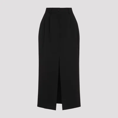 Dolce & Gabbana Black Gabardine Wool Pencil Skirt In Black