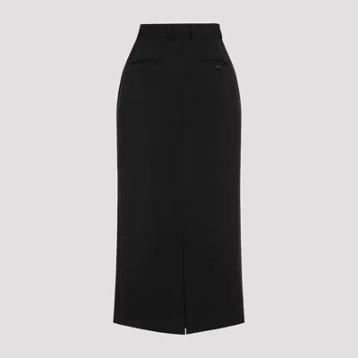 Dolce & Gabbana Black Gabardine Wool Pencil Skirt In Black