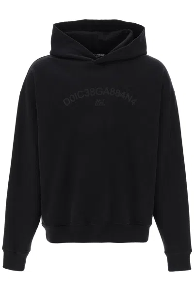 Dolce & Gabbana Cotton Sweatshirt With Frontal Logo In Black