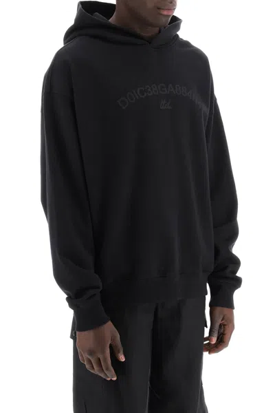 Dolce & Gabbana Cotton Sweatshirt With Frontal Logo In Black