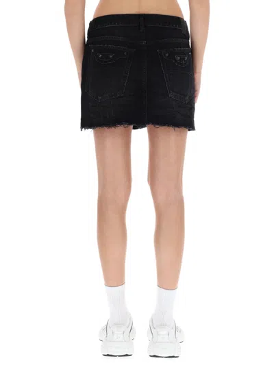 Balenciaga Washed Black City Mini Denim Skirt In Black