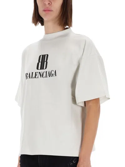 Balenciaga White Nano Bb Medium Fit T-shirt In White