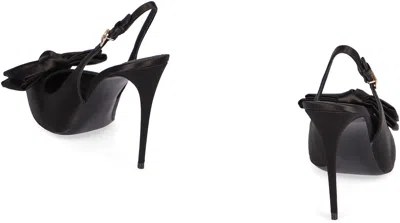 Dolce & Gabbana 105mm Mun Satin Slingbacks In Black