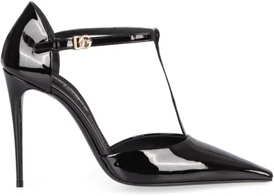 Dolce & Gabbana T-bar Patent Leather Pumps In Black
