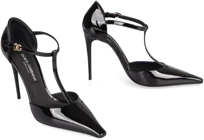 Dolce & Gabbana T-bar Patent Leather Pumps In Black