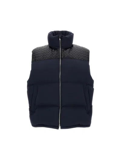 Bottega Veneta Men Midnight Blue Cotton Blend Down Jacket In Black
