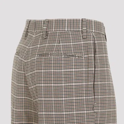 Dries Van Noten Flared Trousers With Classic Check Pattern And Tailored Fit In Gray