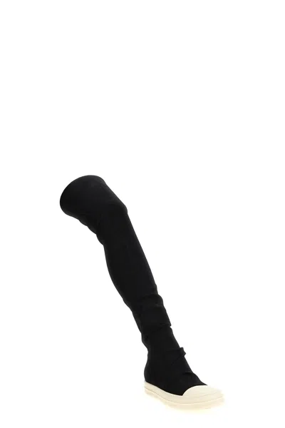 Drkshdw Sneaker In Denim High Sock In Animal Print