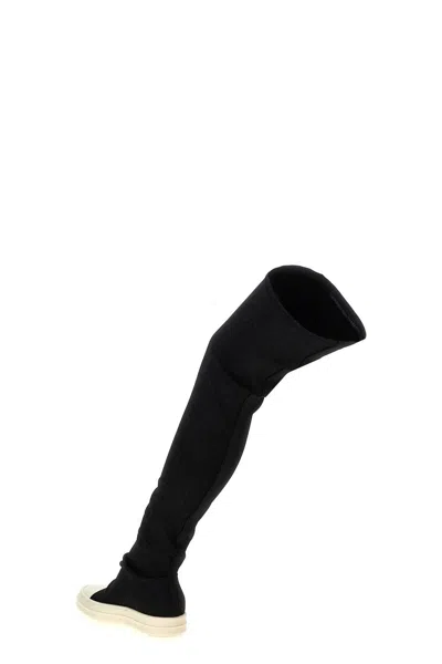 Drkshdw Sneaker In Denim High Sock In Animal Print