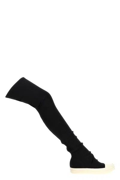 Drkshdw Sneaker In Denim High Sock In Animal Print