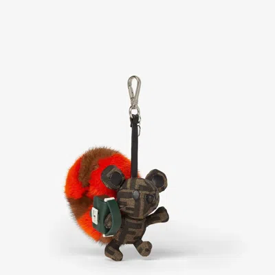 Fendi Multicolored Mink And Ff Canvas Charm In Brown