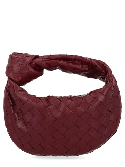 Bottega Veneta Women Mini Jodie Leather Handbag With Intrecciato Motif In Burgundy