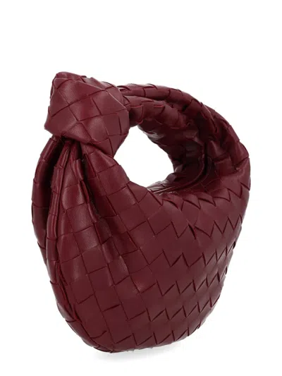 Bottega Veneta Women Mini Jodie Leather Handbag With Intrecciato Motif In Burgundy