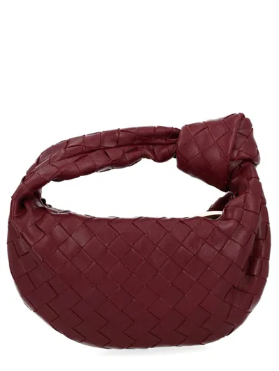 Bottega Veneta Women Mini Jodie Leather Handbag With Intrecciato Motif In Burgundy