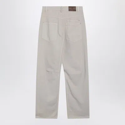 Brunello Cucinelli Tailored Cotton Trousers With Pockets And Belt Loops In Gray