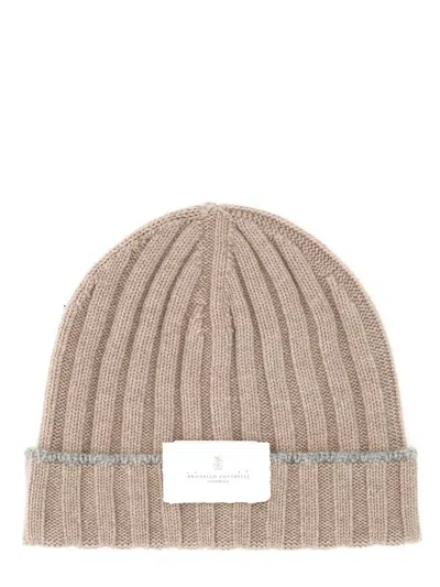 Brunello Cucinelli Men Cashmere Beanie Hat In Neutral