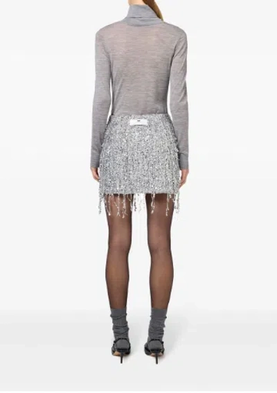 Elisabetta Franchi Embroidered Sequin Thigh-length Skirt In Gray
