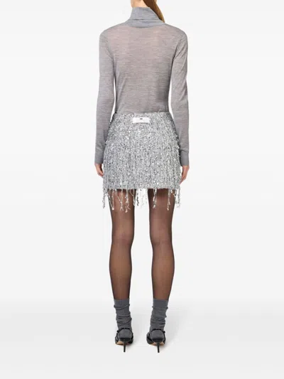 Elisabetta Franchi Embroidered Sequin Thigh-length Skirt In Gray