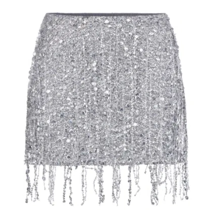 Elisabetta Franchi Embroidered Sequin Thigh-length Skirt In Gray
