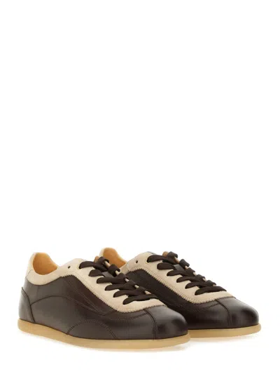 Brunello Cucinelli Two-tone Leather Sneakers Round Toe In Multi
