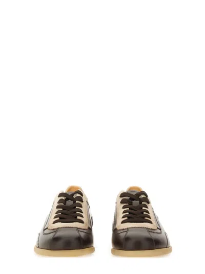 Brunello Cucinelli Two-tone Leather Sneakers Round Toe In Multi