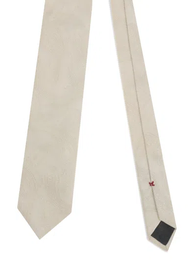 Brunello Cucinelli Men Paisley Tie In Neutral