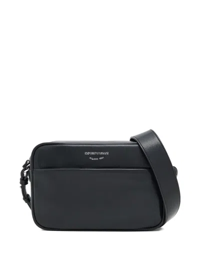 Emporio Armani Bovine Leather Shoulder Bag In Black